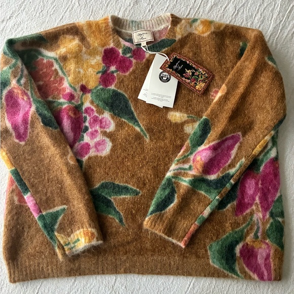 Sezane Floral Print Sweater in Pink and Green - Picture 4 of 4